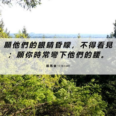 Picture 06 - 羅 馬 書 11:10 CUVT - 願 他 們 的 眼 睛 昏 矇 ， 不 得 看 - Bible Verse Picture