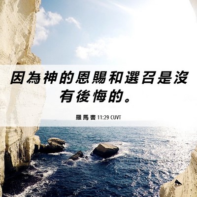 Picture 06 - 羅 馬 書 11:29 CUVT - 因 為 神 的 恩 賜 和 選 召 是 沒 有 - Bible Verse Picture