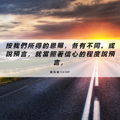 Picture 06 - 羅 馬 書 12:6 CUVT - 按 我 們 所 得 的 恩 賜 ， 各 有 不 - Bible Verse Picture