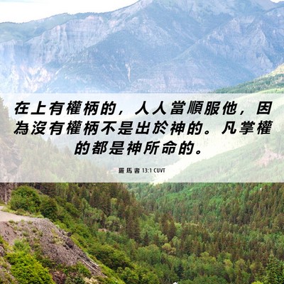 Picture 06 - 羅 馬 書 13:1 CUVT - 在 上 有 權 柄 的 ， 人 人 當 順 服 - Bible Verse Picture