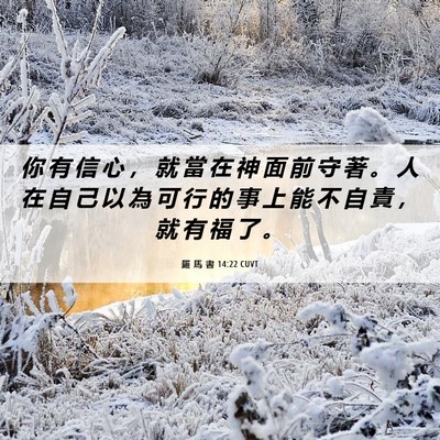 Picture 06 - 羅 馬 書 14:22 CUVT - 你 有 信 心 ， 就 當 在 神 面 前 守 - Bible Verse Picture