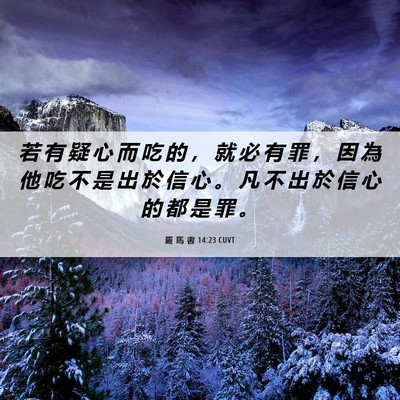 Picture 06 - 羅 馬 書 14:23 CUVT - 若 有 疑 心 而 吃 的 ， 就 必 有 罪 - Bible Verse Picture