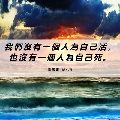 Picture 06 - 羅 馬 書 14:7 CUVT - 我 們 沒 有 一 個 人 為 自 己 活 ， - Bible Verse Picture