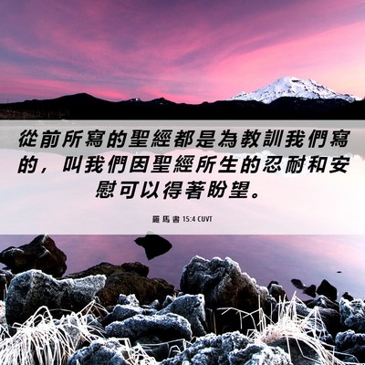 Picture 06 - 羅 馬 書 15:4 CUVT - 從 前 所 寫 的 聖 經 都 是 為 教 訓 - Bible Verse Picture