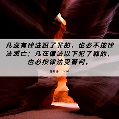 Picture 06 - 羅 馬 書 2:12 CUVT - 凡 沒 有 律 法 犯 了 罪 的 ， 也 必 - Bible Verse Picture