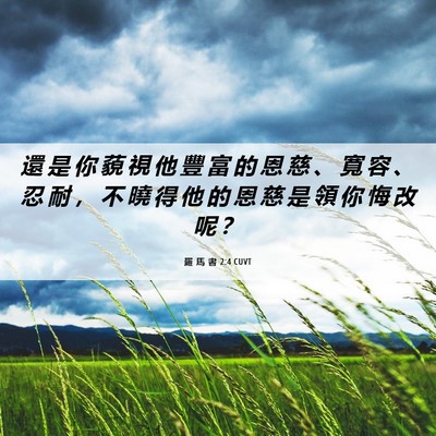 Picture 06 - 羅 馬 書 2:4 CUVT - 還 是 你 藐 視 他 豐 富 的 恩 慈 、 - Bible Verse Picture
