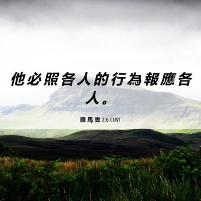 Picture 06 - 羅 馬 書 2:6 CUVT - 他 必 照 各 人 的 行 為 報 應 各 人 - Bible Verse Picture