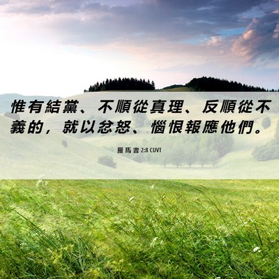 Picture 06 - 羅 馬 書 2:8 CUVT - 惟 有 結 黨 、 不 順 從 真 理 、 反 - Bible Verse Picture