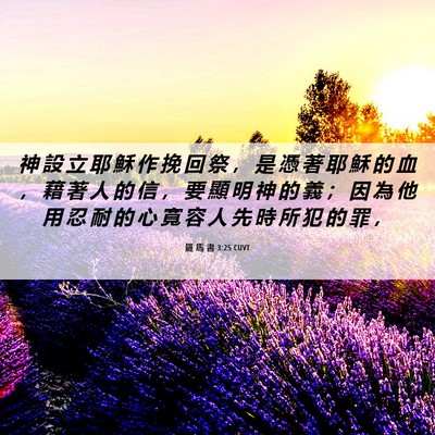 Picture 06 - 羅 馬 書 3:25 CUVT - 神 設 立 耶 穌 作 挽 回 祭 ， 是 憑 - Bible Verse Picture