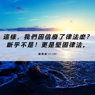 Picture 06 - 羅 馬 書 3:31 CUVT - 這 樣 ， 我 們 因 信 廢 了 律 法 麼 - Bible Verse Picture
