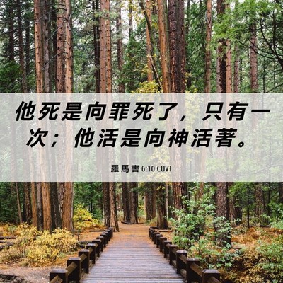 Picture 06 - 羅 馬 書 6:10 CUVT - 他 死 是 向 罪 死 了 ， 只 有 一 次 - Bible Verse Picture