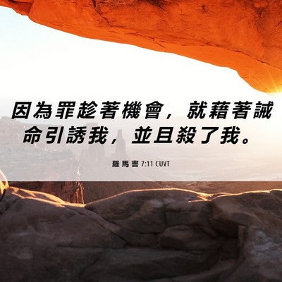 Picture 06 - 羅 馬 書 7:11 CUVT - 因 為 罪 趁 著 機 會 ， 就 藉 著 誡 - Bible Verse Picture
