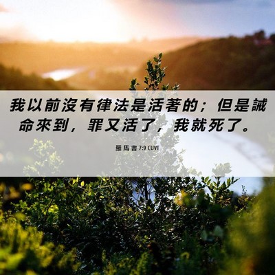 Picture 06 - 羅 馬 書 7:9 CUVT - 我 以 前 沒 有 律 法 是 活 著 的 ； - Bible Verse Picture