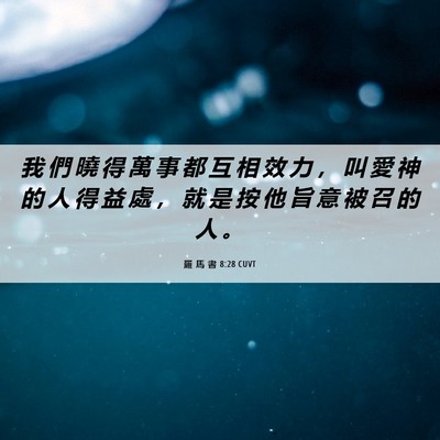 Picture 06 - 羅 馬 書 8:28 CUVT - 我 們 曉 得 萬 事 都 互 相 效 力 ， - Bible Verse Picture