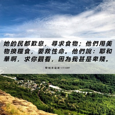 Picture 06 - 耶 利 米 哀 歌 1:11 CUVT - 她 的 民 都 歎 息 ， 尋 求 食 物 ； - Bible Verse Picture