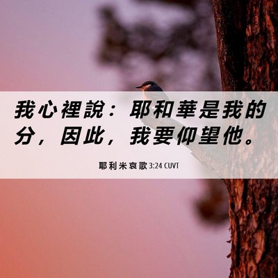 Picture 06 - 耶 利 米 哀 歌 3:24 CUVT - 我 心 裡 說 ： 耶 和 華 是 我 的 分 - Bible Verse Picture