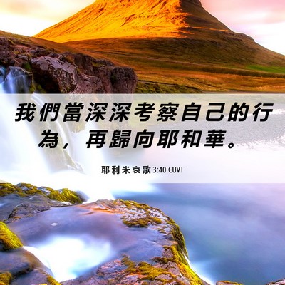 Picture 06 - 耶 利 米 哀 歌 3:40 CUVT - 我 們 當 深 深 考 察 自 己 的 行 為 - Bible Verse Picture