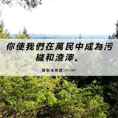 Picture 06 - 耶 利 米 哀 歌 3:45 CUVT - 你 使 我 們 在 萬 民 中 成 為 污 穢 - Bible Verse Picture