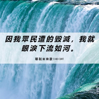 Picture 06 - 耶 利 米 哀 歌 3:48 CUVT - 因 我 眾 民 遭 的 毀 滅 ， 我 就 眼 - Bible Verse Picture
