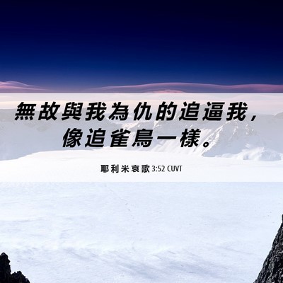 Picture 06 - 耶 利 米 哀 歌 3:52 CUVT - 無 故 與 我 為 仇 的 追 逼 我 ， 像 - Bible Verse Picture