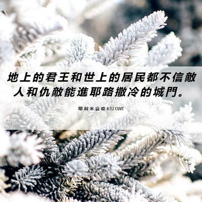 Picture 06 - 耶 利 米 哀 歌 4:12 CUVT - 地 上 的 君 王 和 世 上 的 居 民 都 - Bible Verse Picture