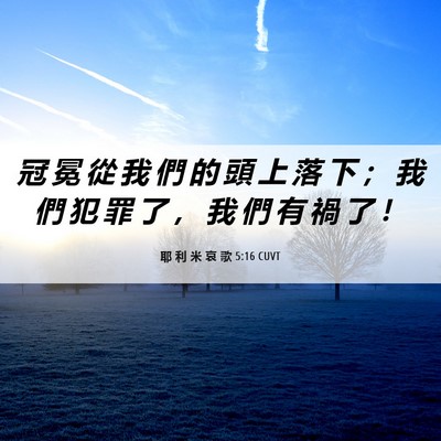 Picture 06 - 耶 利 米 哀 歌 5:16 CUVT - 冠 冕 從 我 們 的 頭 上 落 下 ； 我 - Bible Verse Picture