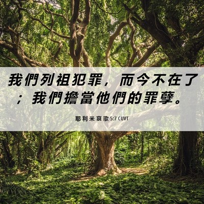 Picture 06 - 耶 利 米 哀 歌 5:7 CUVT - 我 們 列 祖 犯 罪 ， 而 今 不 在 了 - Bible Verse Picture