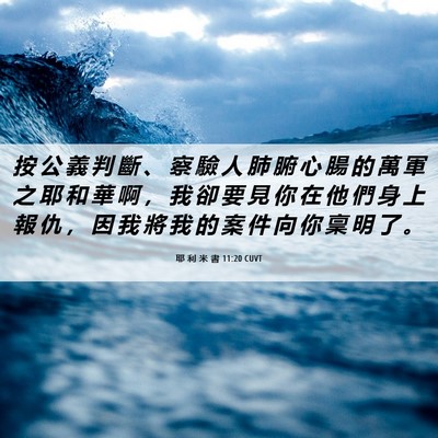 Picture 06 - 耶 利 米 書 11:20 CUVT - 按 公 義 判 斷 、 察 驗 人 肺 腑 心 - Bible Verse Picture