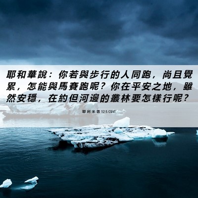 Picture 06 - 耶 利 米 書 12:5 CUVT - 耶 和 華 說 ： 你 若 與 步 行 的 人 - Bible Verse Picture