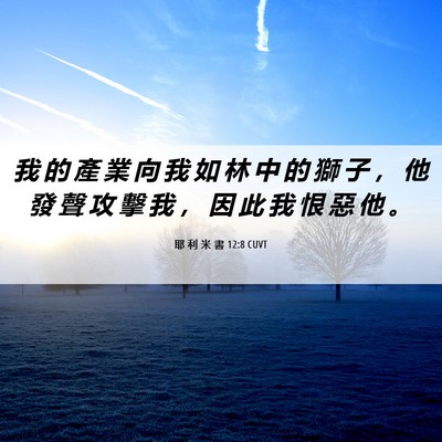 Picture 06 - 耶 利 米 書 12:8 CUVT - 我 的 產 業 向 我 如 林 中 的 獅 子 - Bible Verse Picture