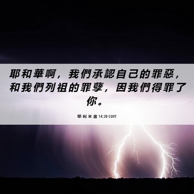 Picture 06 - 耶 利 米 書 14:20 CUVT - 耶 和 華 啊 ， 我 們 承 認 自 己 的 - Bible Verse Picture