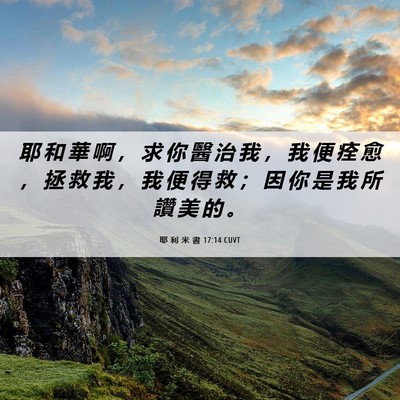 Picture 06 - 耶 利 米 書 17:14 CUVT - 耶 和 華 啊 ， 求 你 醫 治 我 ， 我 - Bible Verse Picture