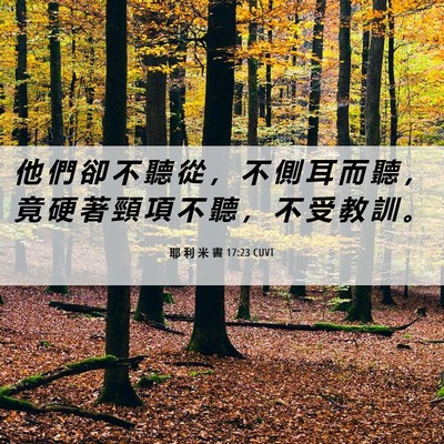 Picture 06 - 耶 利 米 書 17:23 CUVT - 他 們 卻 不 聽 從 ， 不 側 耳 而 聽 - Bible Verse Picture