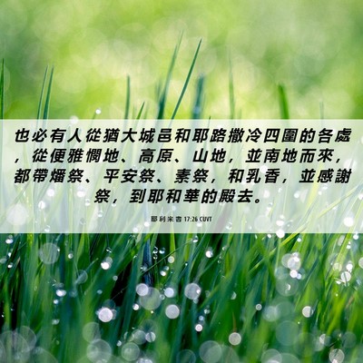 Picture 06 - 耶 利 米 書 17:26 CUVT - 也 必 有 人 從 猶 大 城 邑 和 耶 路 - Bible Verse Picture