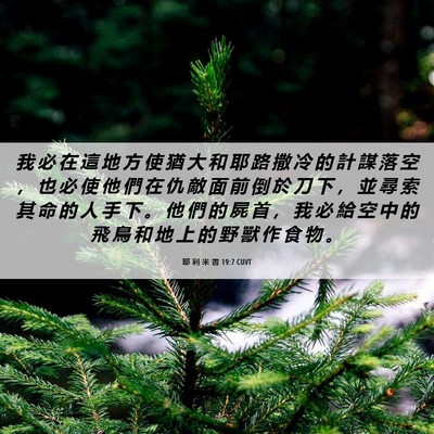 Picture 06 - 耶 利 米 書 19:7 CUVT - 我 必 在 這 地 方 使 猶 大 和 耶 路 - Bible Verse Picture