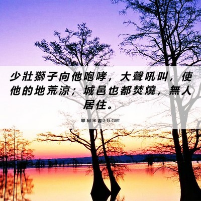 Picture 06 - 耶 利 米 書 2:15 CUVT - 少 壯 獅 子 向 他 咆 哮 ， 大 聲 吼 - Bible Verse Picture
