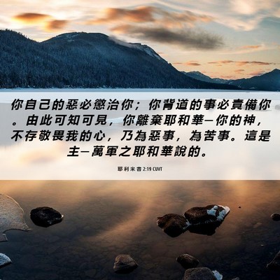 Picture 06 - 耶 利 米 書 2:19 CUVT - 你 自 己 的 惡 必 懲 治 你 ； 你 背 - Bible Verse Picture