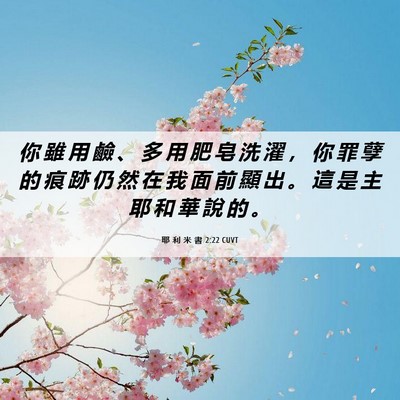 Picture 06 - 耶 利 米 書 2:22 CUVT - 你 雖 用 鹼 、 多 用 肥 皂 洗 濯 ， - Bible Verse Picture