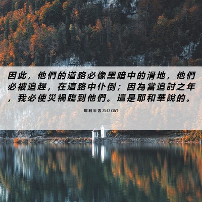 Picture 06 - 耶 利 米 書 23:12 CUVT - 因 此 ， 他 們 的 道 路 必 像 黑 暗 - Bible Verse Picture