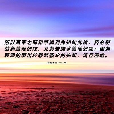 Picture 06 - 耶 利 米 書 23:15 CUVT - 所 以 萬 軍 之 耶 和 華 論 到 先 知 - Bible Verse Picture