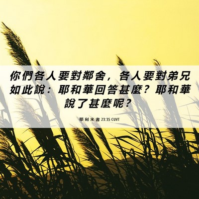 Picture 06 - 耶 利 米 書 23:35 CUVT - 你 們 各 人 要 對 鄰 舍 ， 各 人 要 - Bible Verse Picture