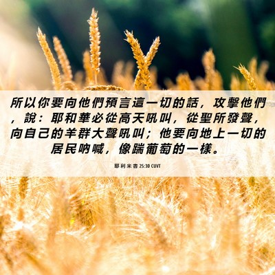 Picture 06 - 耶 利 米 書 25:30 CUVT - 所 以 你 要 向 他 們 預 言 這 一 切 - Bible Verse Picture