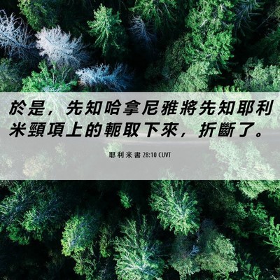 Picture 06 - 耶 利 米 書 28:10 CUVT - 於 是 ， 先 知 哈 拿 尼 雅 將 先 知 - Bible Verse Picture