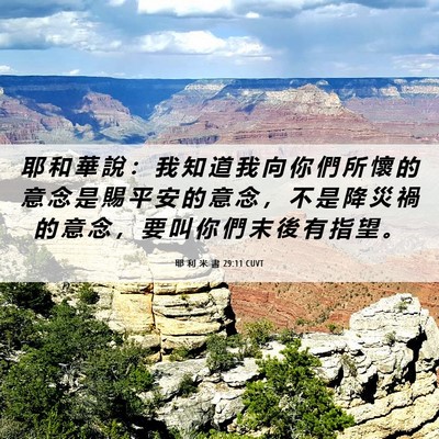 Picture 06 - 耶 利 米 書 29:11 CUVT - 耶 和 華 說 ： 我 知 道 我 向 你 們 - Bible Verse Picture