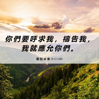 Picture 06 - 耶 利 米 書 29:12 CUVT - 你 們 要 呼 求 我 ， 禱 告 我 ， 我 - Bible Verse Picture