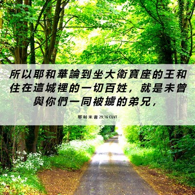 Picture 06 - 耶 利 米 書 29:16 CUVT - 所 以 耶 和 華 論 到 坐 大 衛 寶 座 - Bible Verse Picture