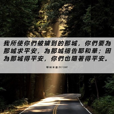 Picture 06 - 耶 利 米 書 29:7 CUVT - 我 所 使 你 們 被 擄 到 的 那 城 ， - Bible Verse Picture