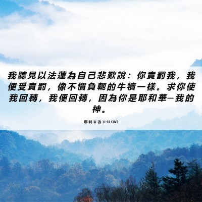 Picture 06 - 耶 利 米 書 31:18 CUVT - 我 聽 見 以 法 蓮 為 自 己 悲 歎 說 - Bible Verse Picture