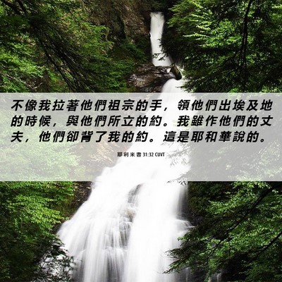Picture 06 - 耶 利 米 書 31:32 CUVT - 不 像 我 拉 著 他 們 祖 宗 的 手 ， - Bible Verse Picture