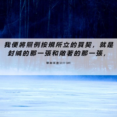 Picture 06 - 耶 利 米 書 32:11 CUVT - 我 便 將 照 例 按 規 所 立 的 買 契 - Bible Verse Picture